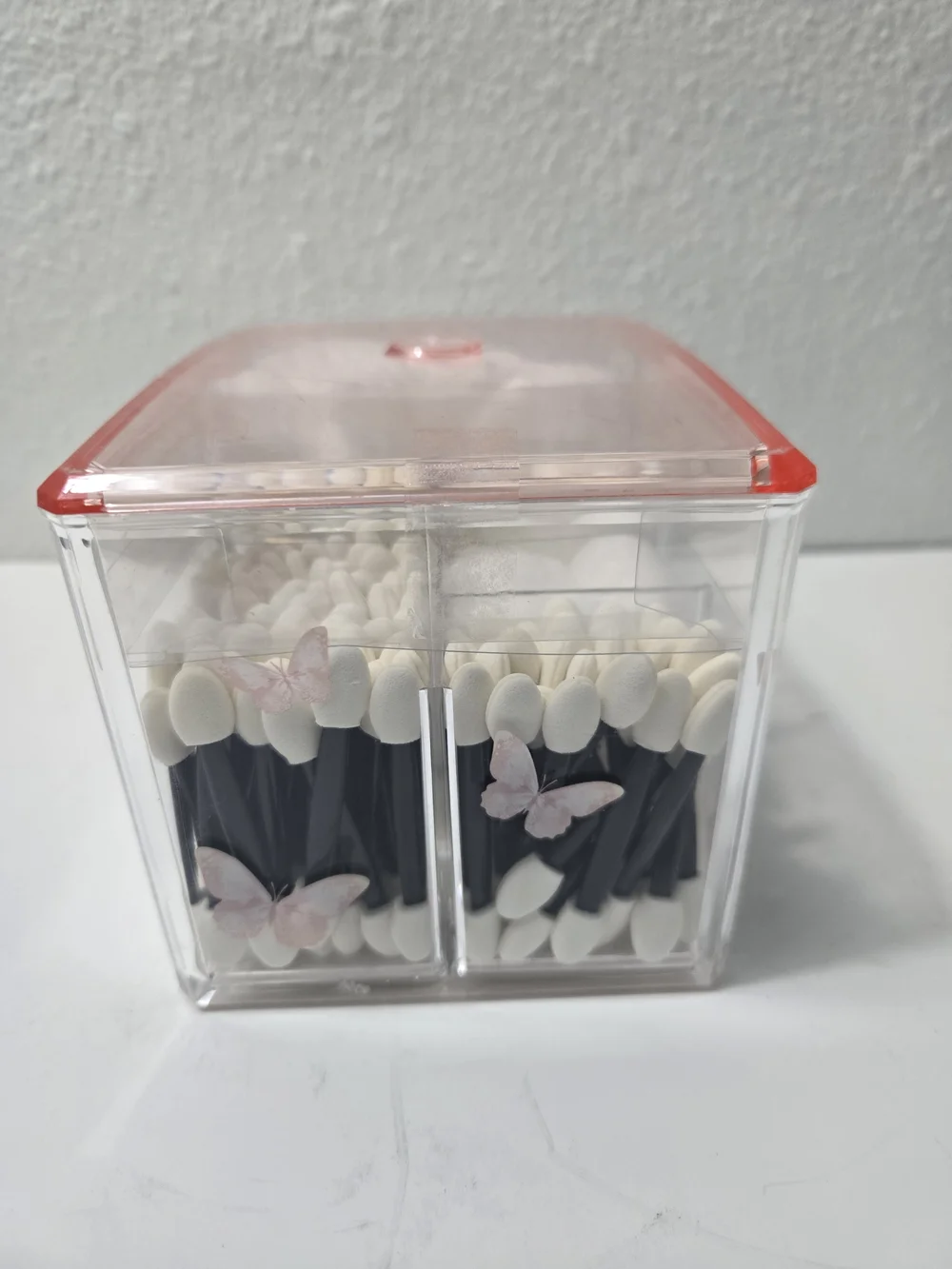 Clear Acrylic Cosmetic Organizer with Pink Lid  Multi-Compartment Storage Plasti